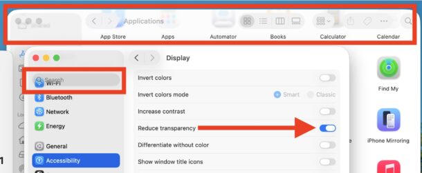 «Уменьшить прозрачность» не работает в macOS Tahoe 26.2 и 26.1?