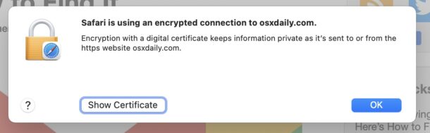 Как посмотреть информацию об SSL-сертификате в Safari на Mac