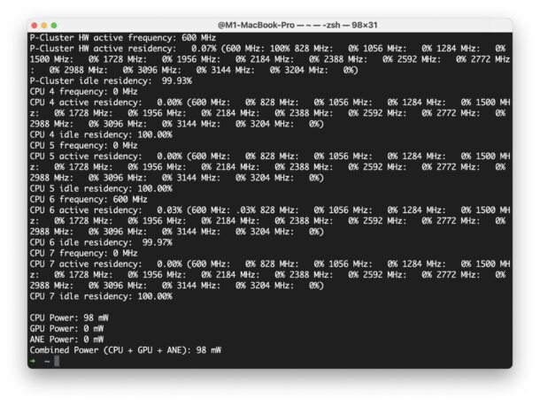 Как посмотреть нагрузку на каждый CPU-ядро в Mac с помощью powermetrics
