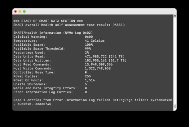 Как проверить здоровье диска на Mac с помощью smartctl