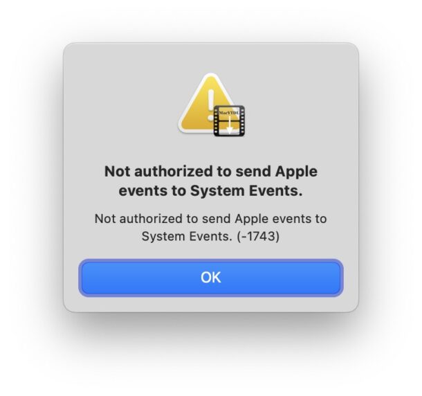 Исправляем ошибку «Not authorized to send Apple events to System Events» на Mac