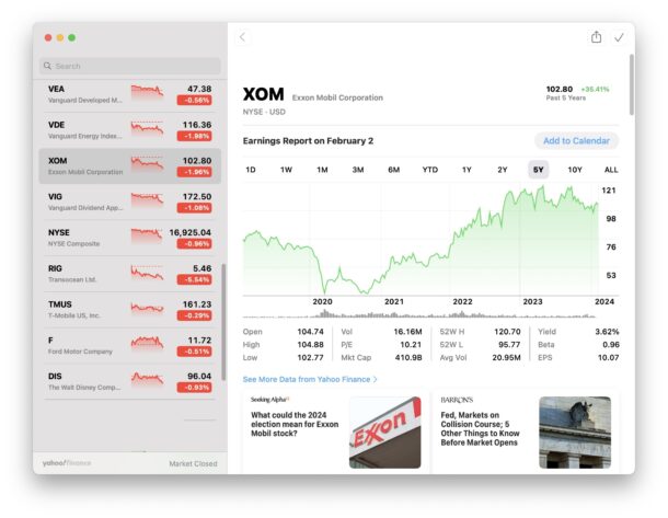 Как добавить даты отчётов компаний в календарь на Mac, iPhone и iPad через приложение «Акции»