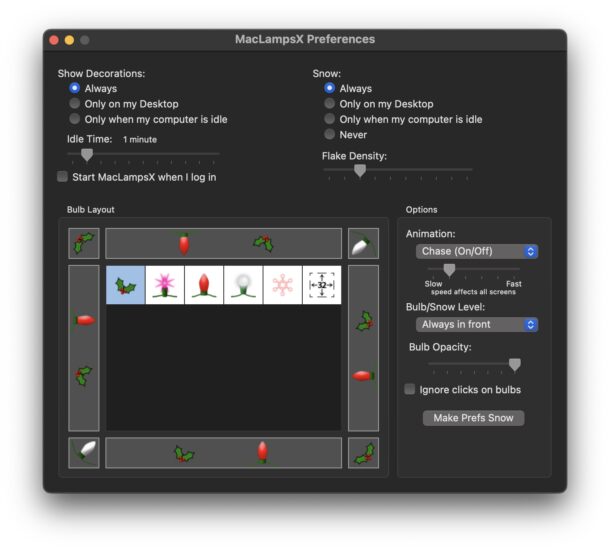 Украсьте рабочий стол Mac падающим снегом и гирляндой с MacLampsX