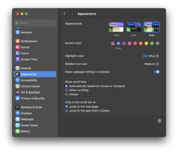Как отключить смену цвета и тонировку окон на Mac