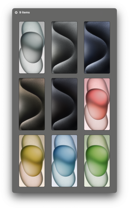 Все 9 новых обоев по умолчанию с iPhone 15 Pro